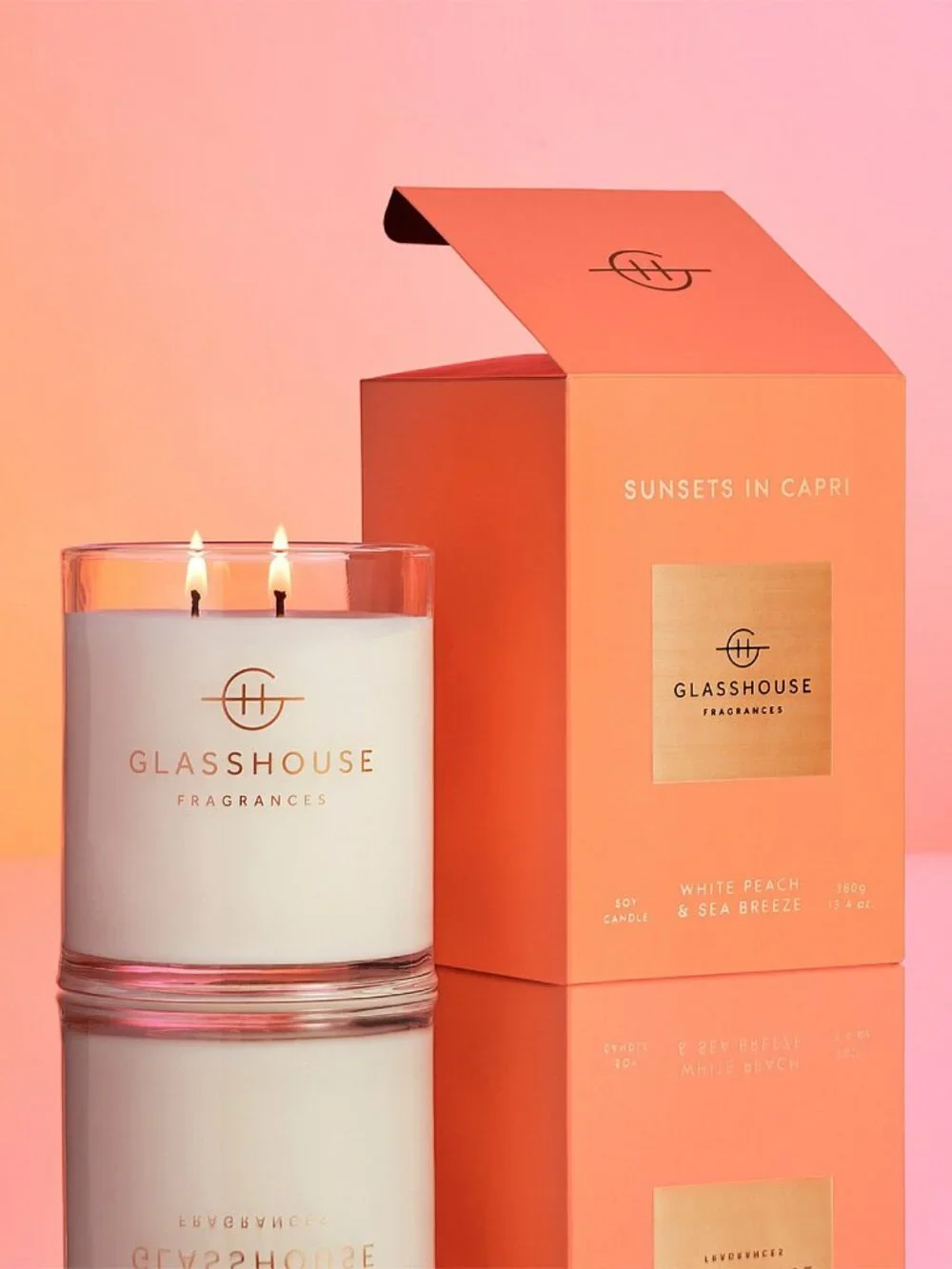 GLASSHOUSE FRAGRANCES Candle Sunsets in Capri Double Wick 13.4 oz. NWT NIB